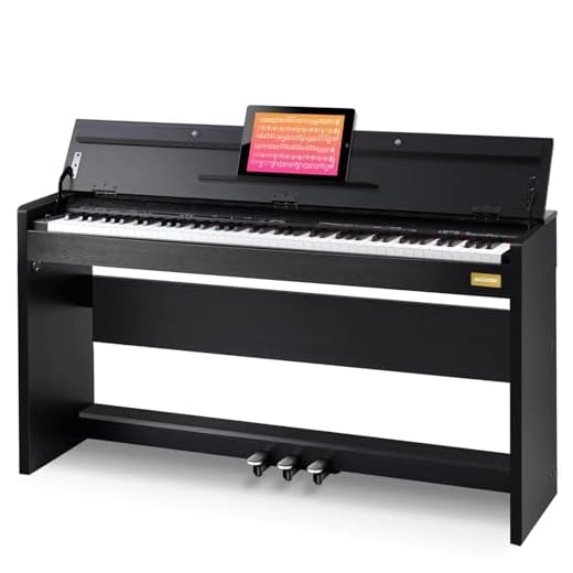AODSK 88 Key Weighted Action Digital Piano,Grade Hammer Action Keyboard with Furniture Stand and Triple Pedals for Beginner Kids/Adults Classic Household Digital Piano Black(UPB-85)