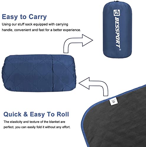 Bessport Camping Blanket Warm & Lightweight-800G, Quilted With Extra Thick Fleece Throw Blanket, Great For Camping, Outdoors, Hiking, Beach（Blue #TOP3