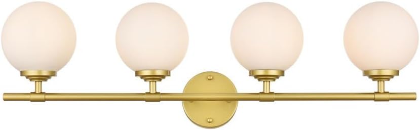 Ansley 4-Light Iron & Glass Bath Sconce in Brass/Frosted White