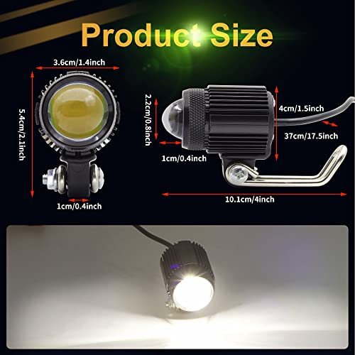 NWpangu LED Motorcycle Fog Lights Yellow White Bi-Color LED Spotlights Front Driving Lamps Universal for Motorbike Electric Bike ATV UTV Truck SUV, 1Pair[4 Lighting Modes] by NWpangu - Image 4