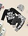 KISSB Baby Boy Clothes 0-3 Months Newborn Boy Outfits New The Crew Letter Print Romper Pants+Hat 3PCS Kid Fall Winter Baby Boy Outfits Set Black
