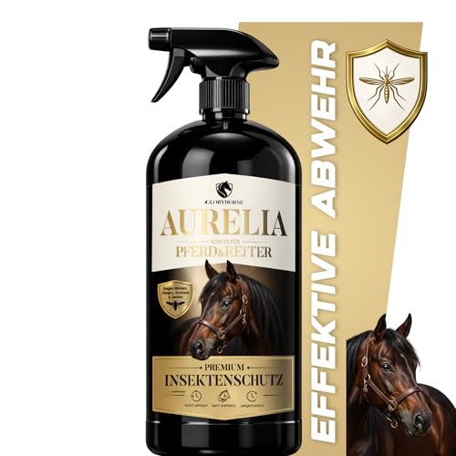 GLORYHORSE Premium Insektenschutz für Pferd & Reiter | Langanhaltender Sofort-Schutz gegen Fliegen Bremsen Mücken Zecken sanft zu Haut & Fell | GLORYHORSE Aurelia mit Icaridin [1L]