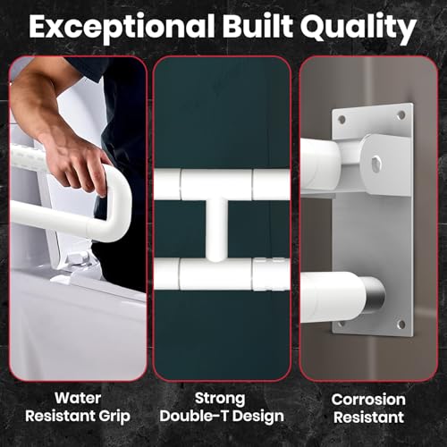 Image of AGEasy (Max Group) Stainless Steel Flip-Up Grab Bar | 17 Inch Bathroom Handle for Seniors with Anti-Slip Nylon Grip | Space-Saving Safety Bar for Shower, Toilet & Bedside