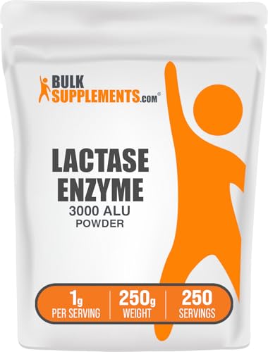 BulkSupplements.com Lactase Enzyme (3000 ALU) Powder - Lactase Enzyme Supplement Digestive Support - Gluten Free 1g per Serving 250g (8.8 oz) (Pack of 1)