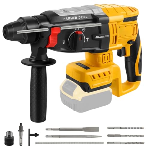 Roadtime 1250W Akku Kombihammer und Bohrlöcher 2-in-1 kompatibel mit DeWalt 20V Akku(ohne Akku),22 mm Bürstenlos Bohrmaschinen 3500rpm,3 J Schlagbohrmaschine Bohrschrauber mit 3x Drill Bit SDS PLUS