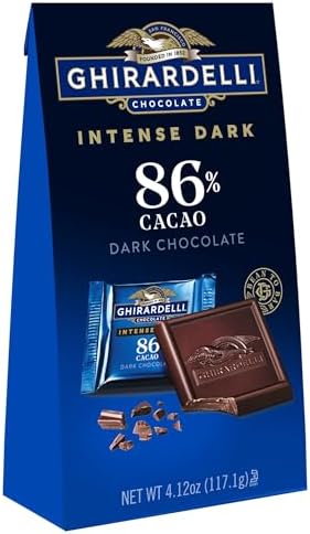 Ghirardelli Chocolate Intense Dark Squares, Midnight Reverie 86% Cacao, 4.12-Ounce Bags (Pack of 4)