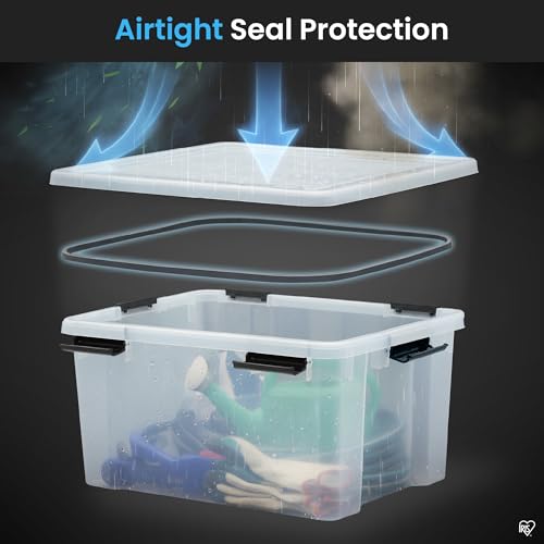 Iris Ohyama, Set of 2, Air tight storage boxes, 50 L, with 6 clips, stackable, garage, cellar, attic - Air Tight Box AT-L - Transparent