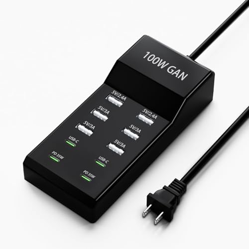 10-Port USB Charger Block - 100W6A4C Multi USB Port hub for iPhone/iPad/Samsung Galaxy Note Tablet Android Smartphone