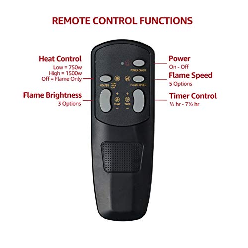 FLAME&SHADE 34 Inch Wide Electric Fireplace, Wall Mounted or Freestanding Portable Room Heater with Infrared Remote, 1500/750w
