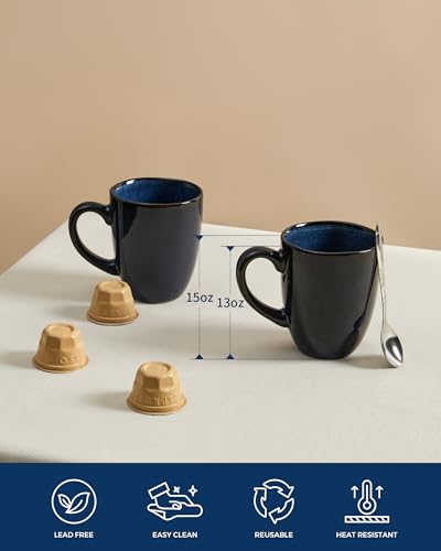 Image of Pokini Coffee Mug 15oz, Coffee Mugs Set of 4, Cups for Latte Tea Cappuccino