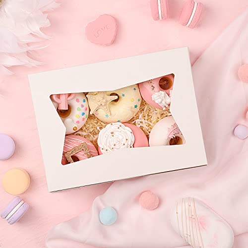 Moretoes 8 Inch Cookie Treat Boxes White Bakery Boxes With 3 Style Window For Cookie, Pastry, Dessert,Chocolate Covered Strawberry And Candy Gift-Giving (24 Pack) #TOP5