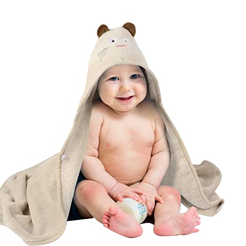 Sunland Hooded Baby Towel Animal Face Baby Hooded Bath Towel Ultra Soft Warm Bathrobe Blanket For Girls & Boys Brown Bear 35 Inch X 35 Inch #TOP8