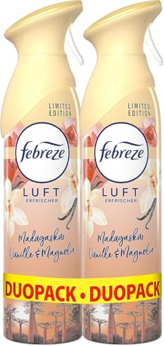 Febreze Madagascar – Ambientador de vainilla y magnolia, elimina los olores y deja un aroma fresco, 600 ml