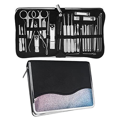 Molitececool Manicure Pedicure Set 30pcs Professional Grooming Kits with Stainless Fingernail Clippers,Toenail Clippers and Luxurious Travel Case Suitable for Travel Manicure Kit,Nail Set Kit