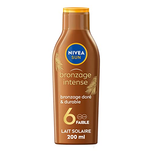 NIVEA SUN Bronzage Intense Lait activateur de bronzage FPS6 (1 x 200 ml), Protection solaire résistante à l’eau, Crème solaire à la formule légère et non-grasse