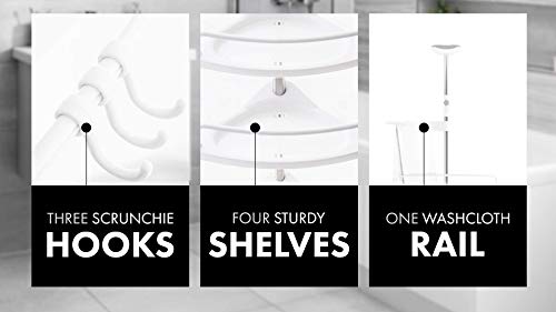 Corner Shower Caddy Tension Pole: [Five Shower Shelf Storage Rack] Keep Your Shower Storage Organized & Tidy With A Free Standing Bathroom Shower Organizer - Shower Caddy Corner For Inside Shower Rack #TOP2