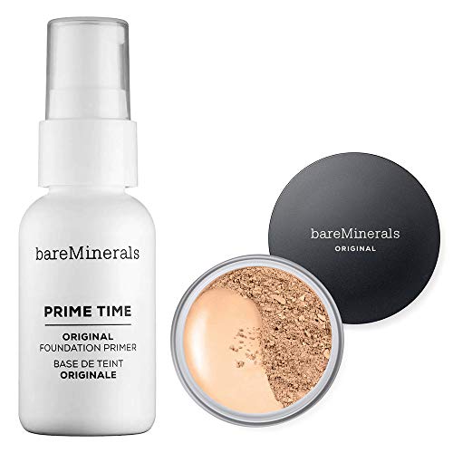 Bare Minerals Prime Time Foundation Primer, 1 Oz & Original Foundation SPF 15 Fairly Light #03 0.28 Oz