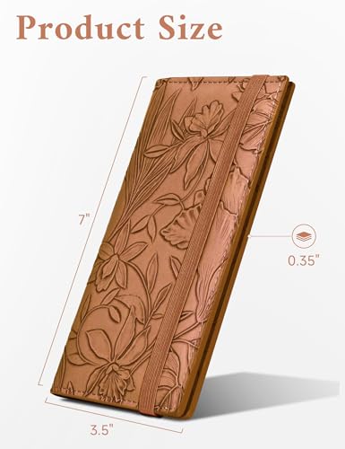 Image of Zreal Checkbook Cover for Men & Women Snakeskin Pattern, Vintage Brown, 7.0 x 3.5 x 0.35 inches, Minimalist
