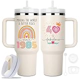 ZUNEZX Happy 40th Birthday Decorations Gifts For Woman - 40 Year Old Birthday Gifts Idea For Women, Her, Mom - 1984 Birthday Gifts For Women - Turning 40 Gifts For Women - Forty Birthday Tumbler 40oz