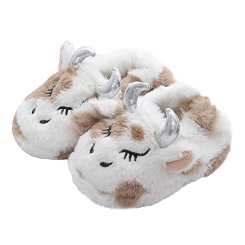 Toddler Slippers Toddler Boys Girls Slippers Cozy Fuzzy House Shoes Indoor House Slippers Non Slip Home Slipper (Brown, 3.5-4.5 Years)