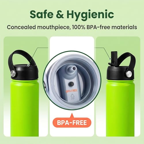 Straw Lid for Hydro Flask Wide Mouth Water Bottles, Top Lids with Straw Compatible with Hydro Flask 32 41 oz, Replacement Cap Wide Mouth Accessories Flip Lid Flex Handle, Black