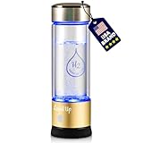 LevelUpWay 2025 Hydrogen Water Bottle Generator – New Technology Glass with SPE PEM Ionic Membrane – High Borosilicate Glass – 13 Ounce (Gold) – Premium Hydration Solution