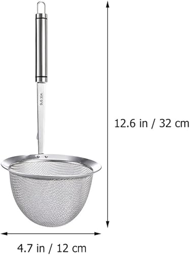 Miniatura 7 de Hemoton Cesta de pasta de acero inoxidable de malla con araña, colador de fideos, cesta profunda de malla fina para cocina, colador de malla con asa