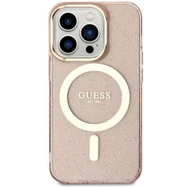 Guess GUHMN61HCMCGP Coque Rigide pour iPhone 11/XR 6,1" Rose à Paillettes Doré