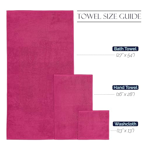 Image of Elegant Comfort Premium Cotton 8-Piece Towel Set, Includes 4 Washcloths, 2 Hand Towels and 2 Bath Towels, 100% Turkish Cotton - Highly Absorbent and Super Soft Towels for Bathroom, Hot Pink