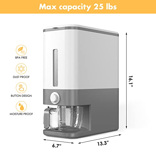 See Spring 25 Lbs Rice Dispenser, Rice Container Storage With Lid, Cereal Dispenser Countertop Bin, Kitchen Storage Organizer For Dry Food Flour #TOP4
