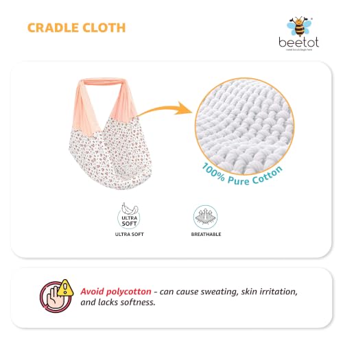 Image of Premium Cradle Set | Cradle Cloth, Padded Bed, Mosquito Net, Heavy-Duty Spring & Triangle Hanger | Hanging Set - Emily Peach