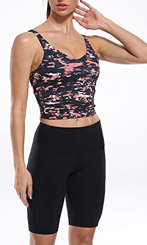 Image of Oalka Sports Bra Womens Longline Padded Crop Yoga Tank Tops