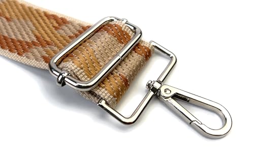 Image of Purse Strap Replacement for Crossbody Bags & Handbags | Premium Webbing with Silver Hardware Clip-On Installation Adjustable Length Comfortable Wide Guitar Style Strap