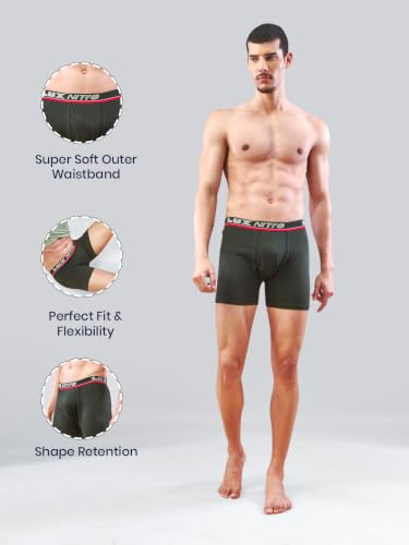 Image of Lux Nitro Men's Long Trunk | 100% Combed Cotton | Super Soft Outer Waistband | Breathable & Long-Lasting Comfort Pack of 2