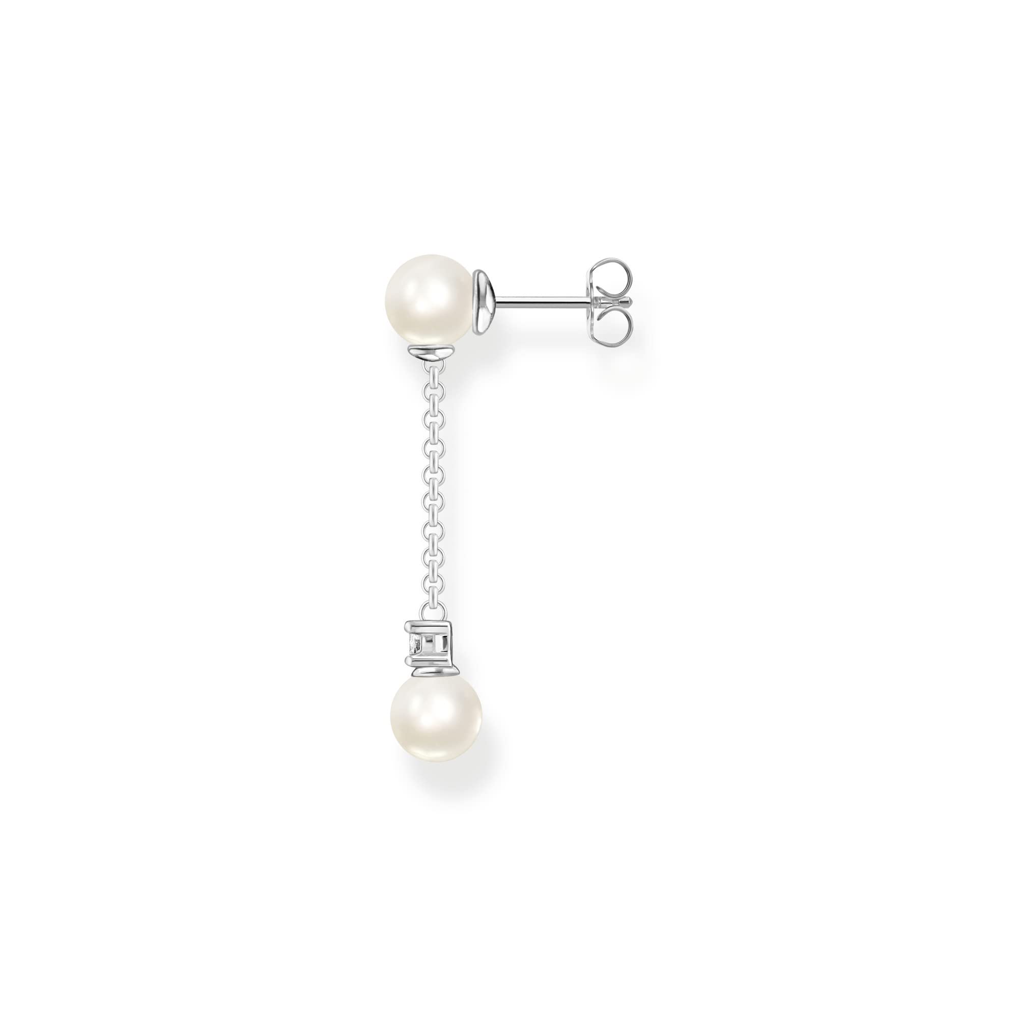 THOMAS SABO Einzel Ohrring Perlen mit weißem Stein silber 925 Sterlingsilber