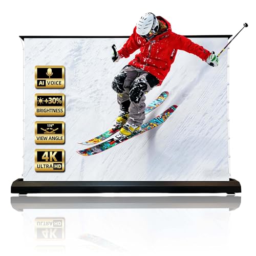 VeezuJoyz 72 inch VJ-MWhite Motorized Floor-Rising Projection Screen 8K/4K UHD White Projector Screen Supports Multiple Aspect Ratios Multiple Control Methods Anti-Pinch & Dust-Proof Design