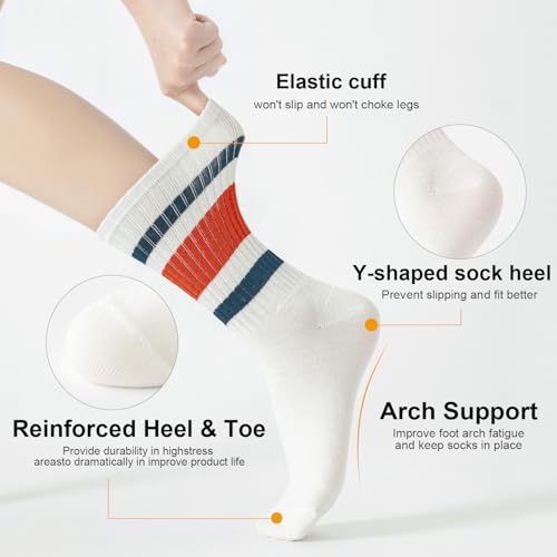 Striped Crew Socks Women Men Half Calf Black and White Retro Vintage Long Tube Casual Socks 6 Pairs2