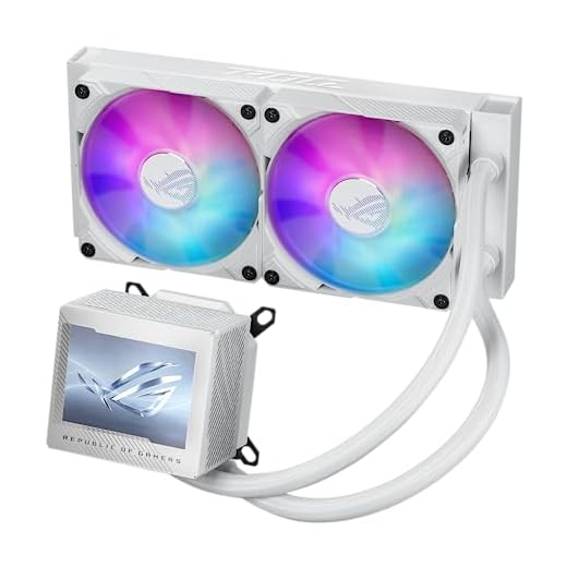 ASUS ROG Ryujin III 240 ARGB WHT All-in-one Liquid CPU Cooler with 240mm Radiator. Asetek 8th gen Pump, 2X Magnetic 120mm ARGB Fans (Daisy Chain Design), 3.5” LCD Display.,white