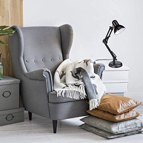 Relaxdays Retro Schreibtischlampe, Gelenk-Arm, schwenkbar, Büro Leselampe, Metall, E27, HxBxT: 50 x 27 x 15 cm, schwarz – Bild 4