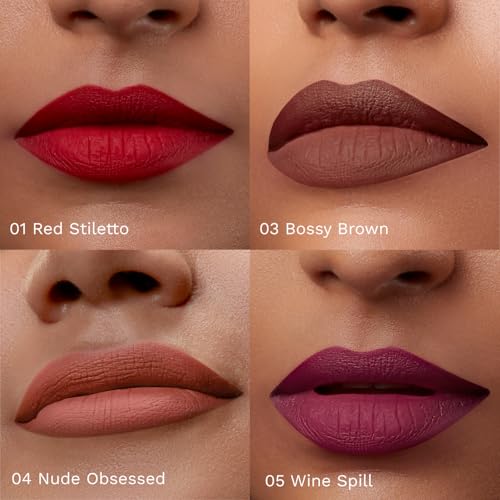 Image of Pilgrim Matte Mini Liquid Lipstick 4 in 1 Pack Smudgeproof, Hydrating & Lightweight (Always on Top, 4 ml)
