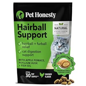 Pet Honesty Cat Hairball Support Chews, Hairball Remedy Cat Treats, Cat Furball Treatment, Supports Skin & Coat, Digestion, Cat Vitamins & Supplements & Hairball Medicine, Chicken (30-Day Supply)
