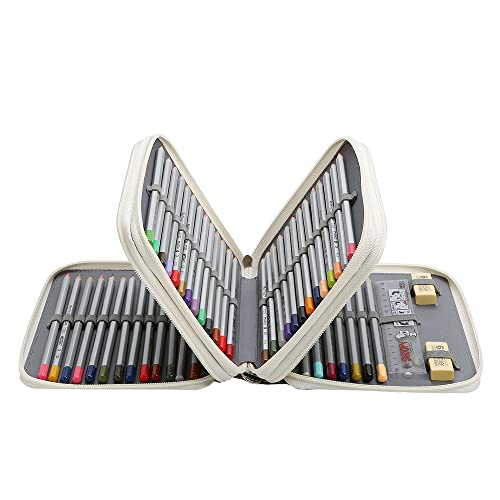 Image of Portable Colored 72 Slots Pencil case Organizer with Printing Pattern for Watercolor Pens or Markers, Pencil Case Organizer for Artist