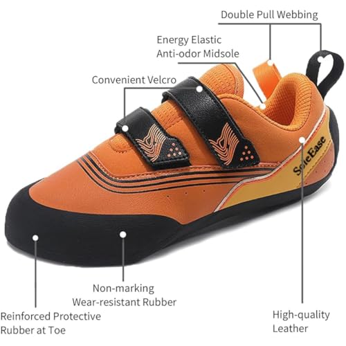 All-Around Mens Womens Climbing Shoes for Sport Climbing and Bouldering (41, Black&Orange)4