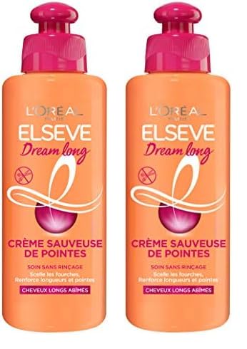 L'Orèal Paris Elsève Dream Long Crème Sauveuse de Pointes Cheveux Longs - Huile de Ricin - 200 ml (Lot de 2) L'Orèal Paris Elsève Dream Long Crème Sauveuse de Pointes Cheveux Longs - Huile de Ricin - 200 ml (Lot de 2)