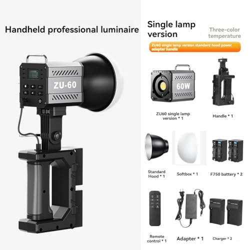 Foco LED COB de 60W para estudio fotográfico con temperatura regulable de 2700-7500K 7