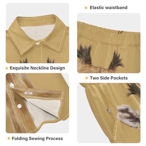 Image of visesunny Funny Boy's 2 Pieces Shirt and Short Set Casual Shirts Short Sleeve Beach Shorts Summer Outfits for 3-10 Years Kids