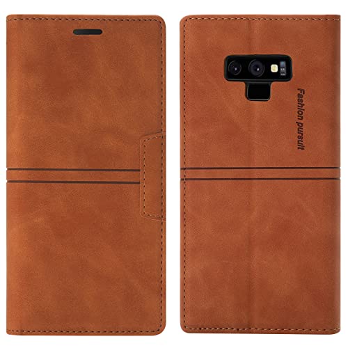 OKZone Kompatibel mit Samsung Galaxy Note 9 Hülle, Handyhülle Samsung Note 9 Wallet PU Leder Kartenfach Magnet Klappbar Schutzhülle Samsung Note 9 Hülle Flip Hülle Cover Stoßfest Klapphülle (Braun)