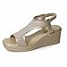 Womens Wedges Open Toe High Heel Summer Stylish Flat Sandals Strappy Beach Travel Shoes Gold