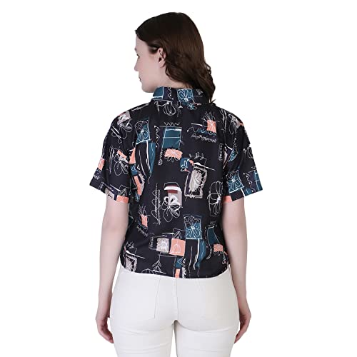 Image of Leriya Fashion Women's 2022 Fall Clothes Slub Rayon Trim Shirts Puff Sleeve Round Neck Casual Plain Tops Blouse