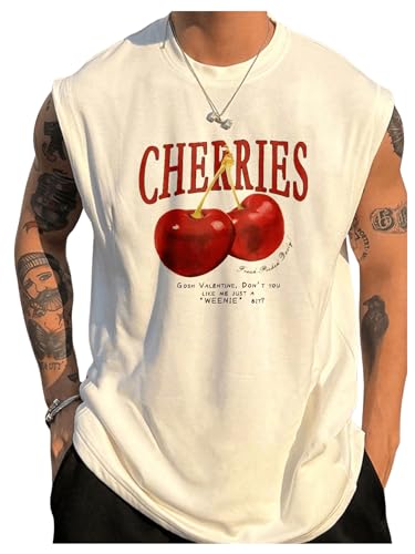 Men's Crewneck Sleeveless Tank Tops Casual Graphic Vest Top Vintage Summer Tee Shirts Streetwear